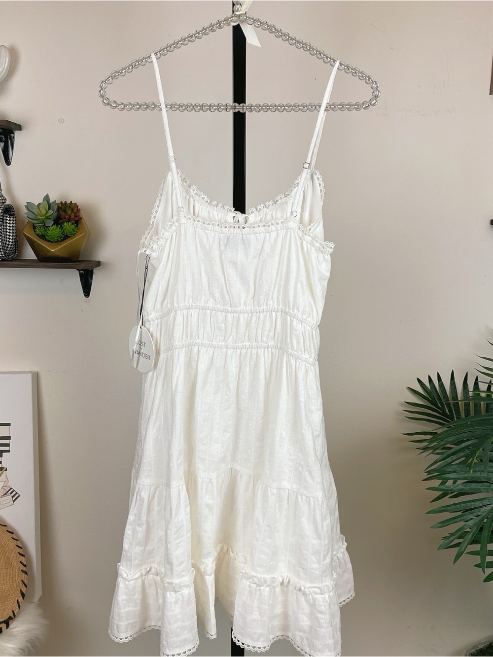 Lost + Wander Heavenly Kayla Tiered Hem Mini Dress White NWT - Picture 7 of 7
